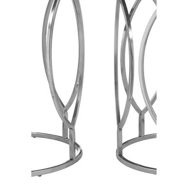 Natural Mango Wood and Silver Finish Set of 2 Side Tables
