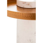 White Marble and Antique Brass Finish Tray Side Table