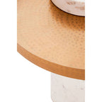 White Marble and Antique Brass Finish Tray Side Table