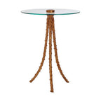 Gold Finish and Glass Top Round Side Table