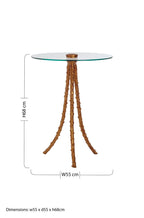 Gold Finish and Glass Top Round Side Table