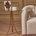 Gold Finish and Glass Top Round Side Table