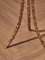Gold Finish and Glass Top Round Side Table