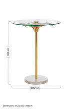 Clear Glass Round Side Table with White Marble Base