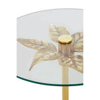 Clear Glass Round Side Table with White Marble Base