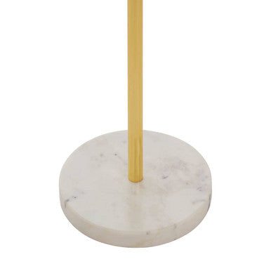 Clear Glass Round Side Table with White Marble Base