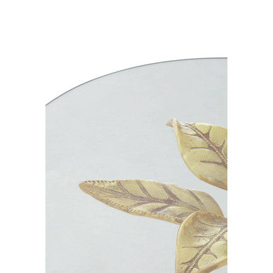 Clear Glass Round Side Table with White Marble Base