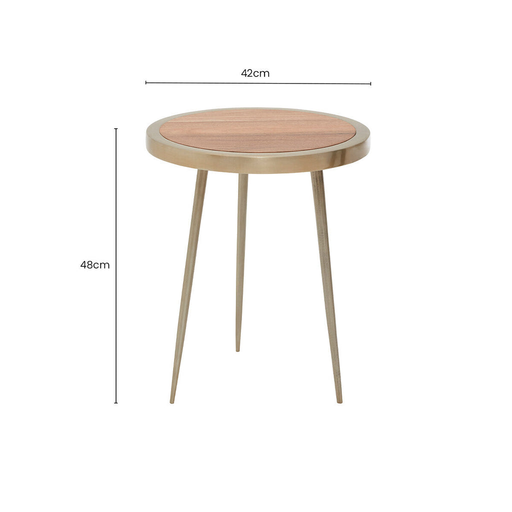 Natural Acacia Wood Small Round Side Table