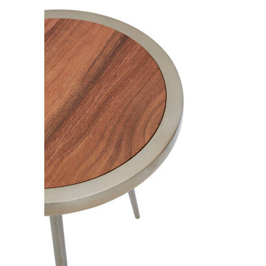 Natural Acacia Wood Small Round Side Table