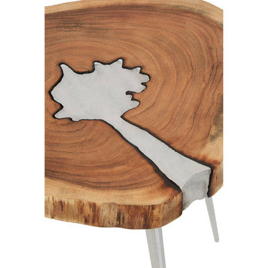 Natural Acacia Wood Log Side Table with Live Edge