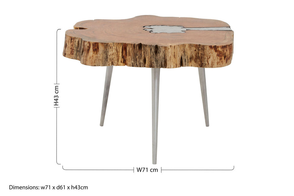 Acacia Wood Log Coffee Table with Live Edge