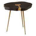 Black Acacia Wood Live Edge Side Table with Gold Finish Legs