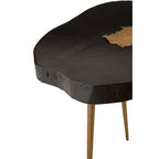 Black Acacia Wood Live Edge Side Table with Gold Finish Legs