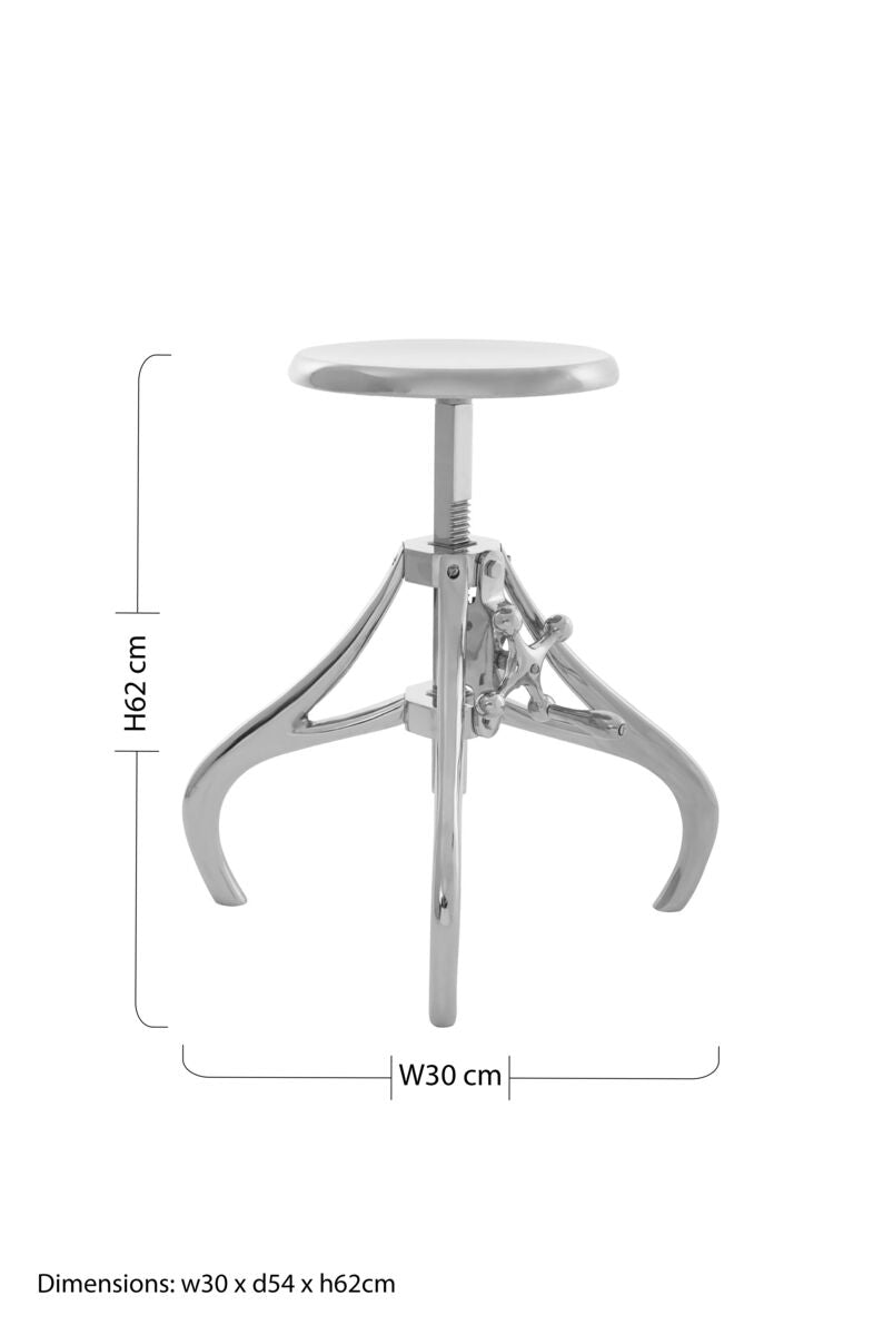 Silver Finish Adjustable Stool