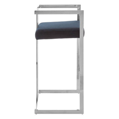 Black Velvet Bar Chair with Silver Finish Frame