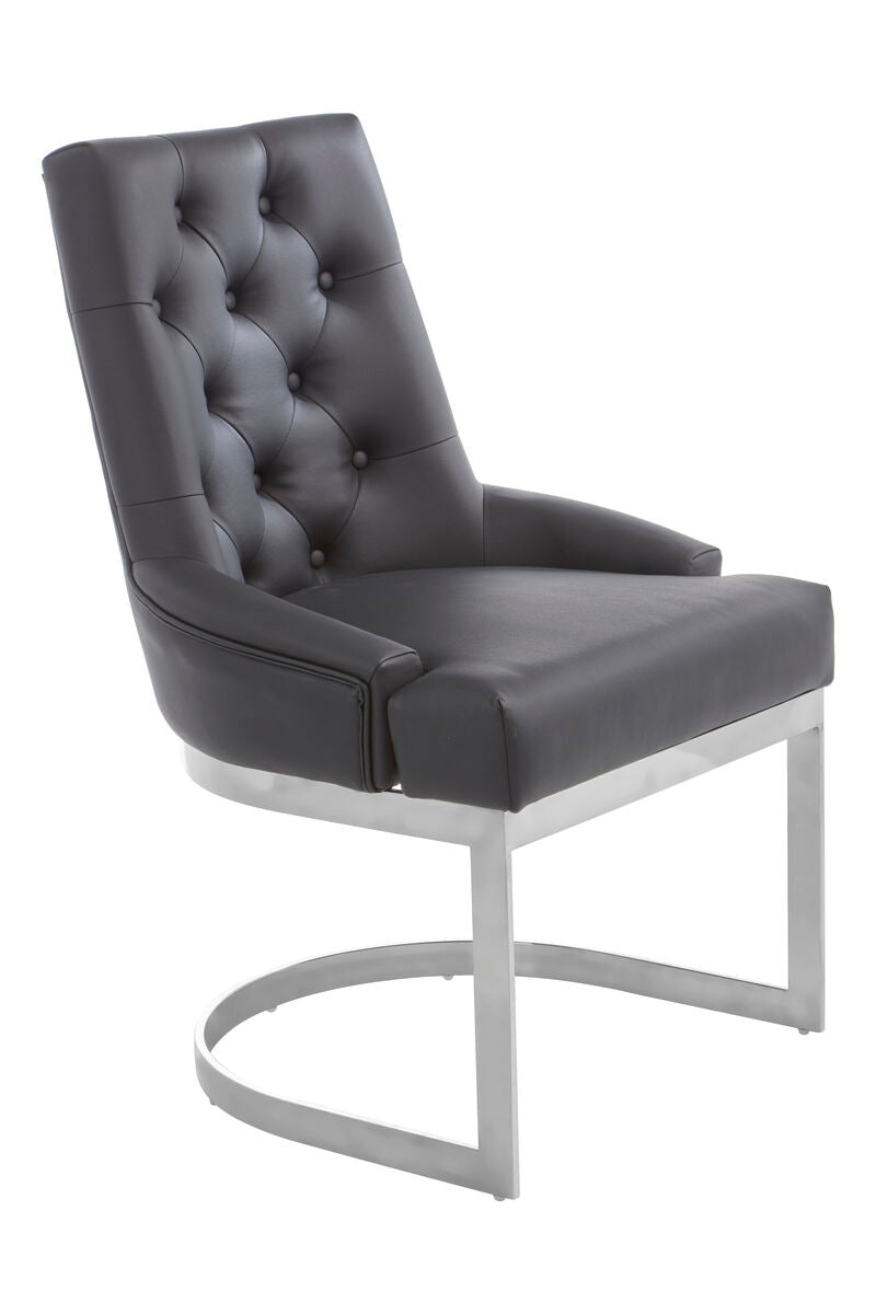 Tufted Black Faux Leather Dining Chair