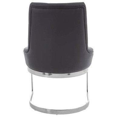 Tufted Black Faux Leather Dining Chair