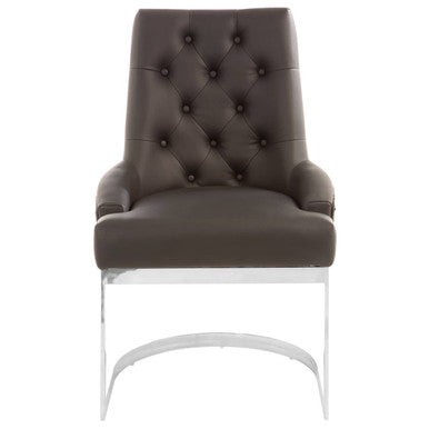 Tufted Black Faux Leather Dining Chair
