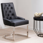 Tufted Black Faux Leather Dining Chair