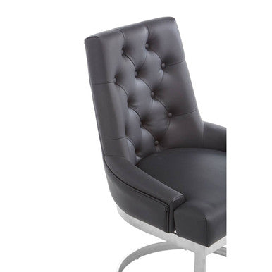Tufted Black Faux Leather Dining Chair