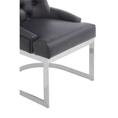 Tufted Black Faux Leather Dining Chair