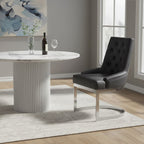 Tufted Black Faux Leather Dining Chair