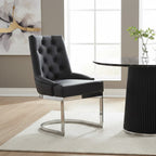 Tufted Black Faux Leather Dining Chair