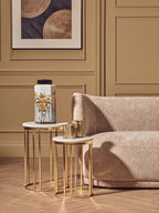 White Marble and Gold Finish Set of 2 Side Tables