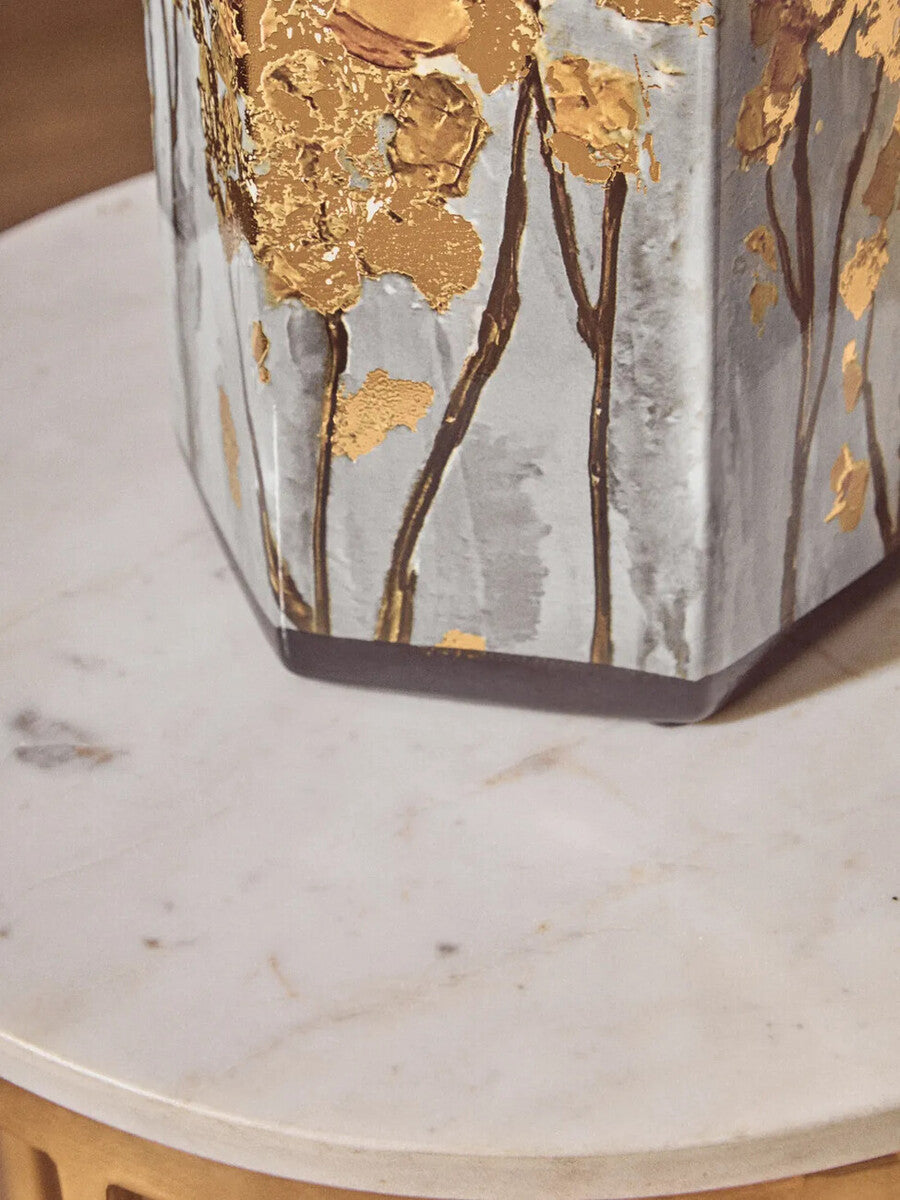 White Marble and Gold Finish Set of 2 Side Tables