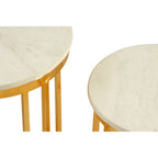 White Marble and Gold Finish Set of 2 Side Tables