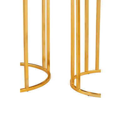 White Marble and Gold Finish Set of 2 Side Tables