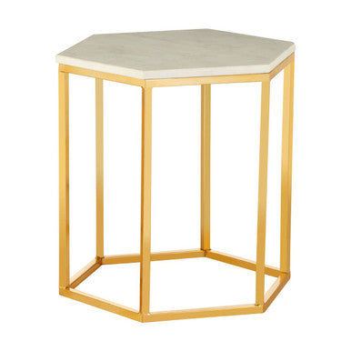 White Marble Hexagonal Side Table