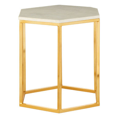 White Marble Hexagonal Side Table