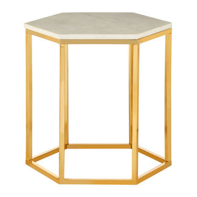 White Marble Hexagonal Side Table