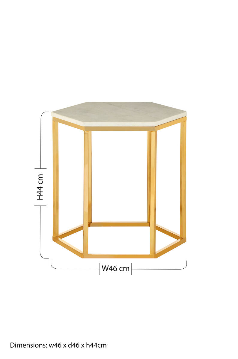 White Marble Hexagonal Side Table