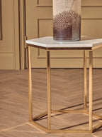 White Marble Hexagonal Side Table