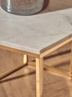 White Marble Hexagonal Side Table