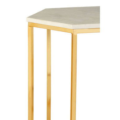 White Marble Hexagonal Side Table