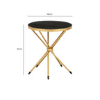 Black Marble and Gold Finish Round Side Table