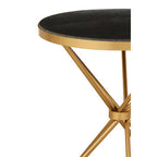 Black Marble and Gold Finish Round Side Table