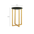 Green Marble and Gold Finish Small Round Side Table