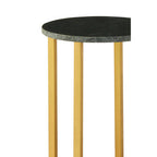 Green Marble and Gold Finish Small Round Side Table