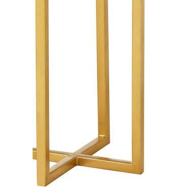 Green Marble and Gold Finish Small Round Side Table