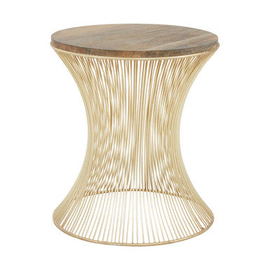Mango Wood and Gold Finish Side Table