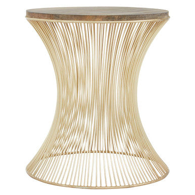Mango Wood and Gold Finish Side Table
