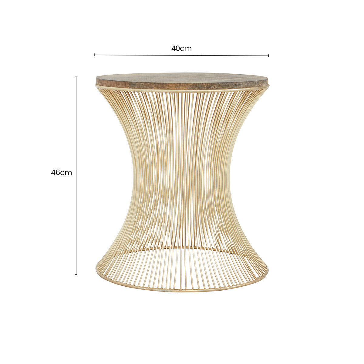 Mango Wood and Gold Finish Side Table