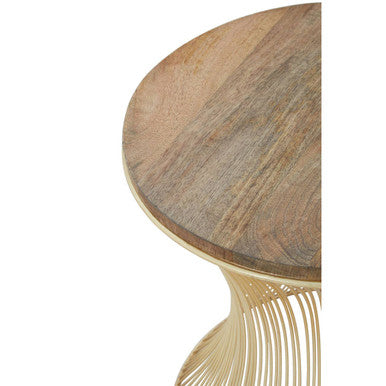 Mango Wood and Gold Finish Side Table