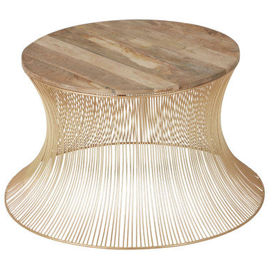 Mango Wood and Gold Finish Coffee Table