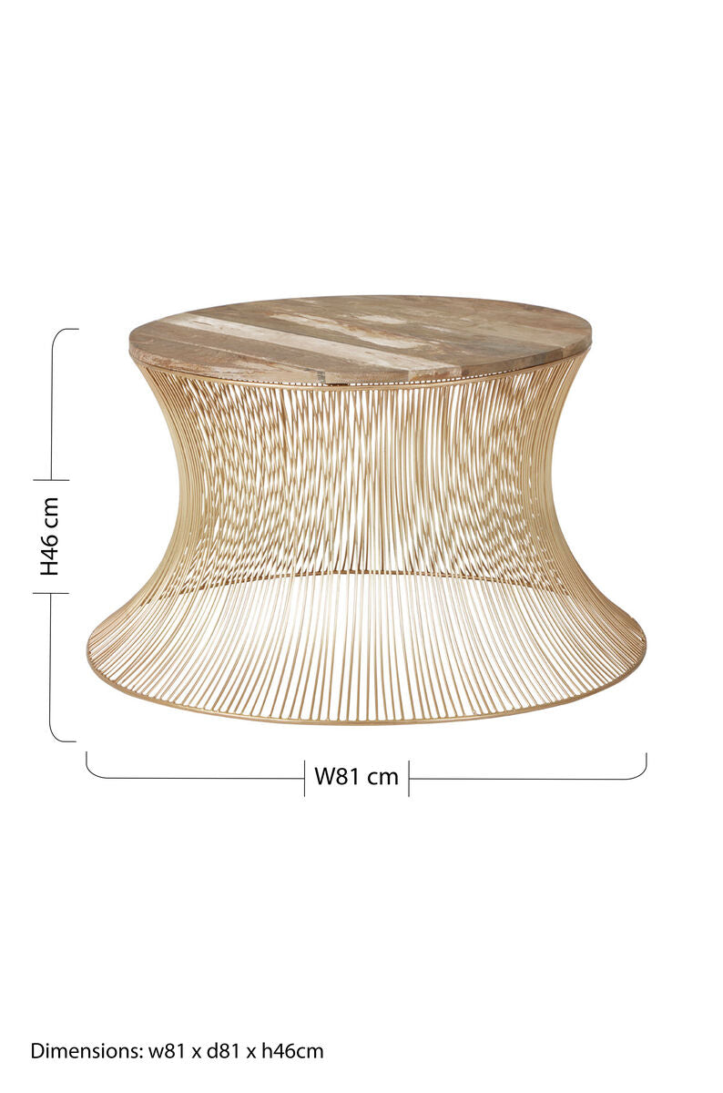 Mango Wood and Gold Finish Coffee Table