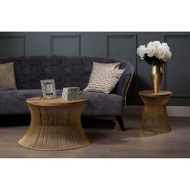 Mango Wood and Gold Finish Coffee Table